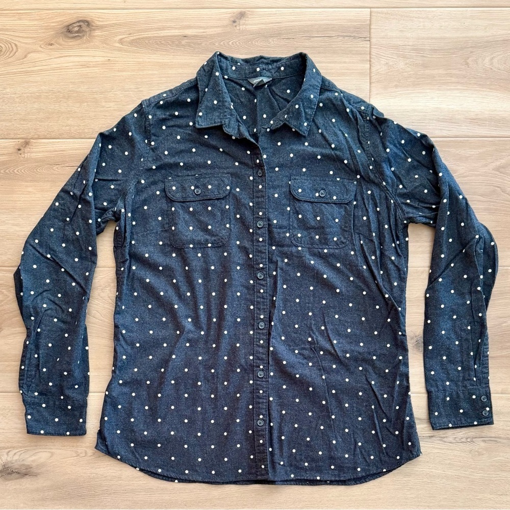 Eddie Bauer Dark Gray Polka Dot Flannel Button-Down Shirt Size XL Tall